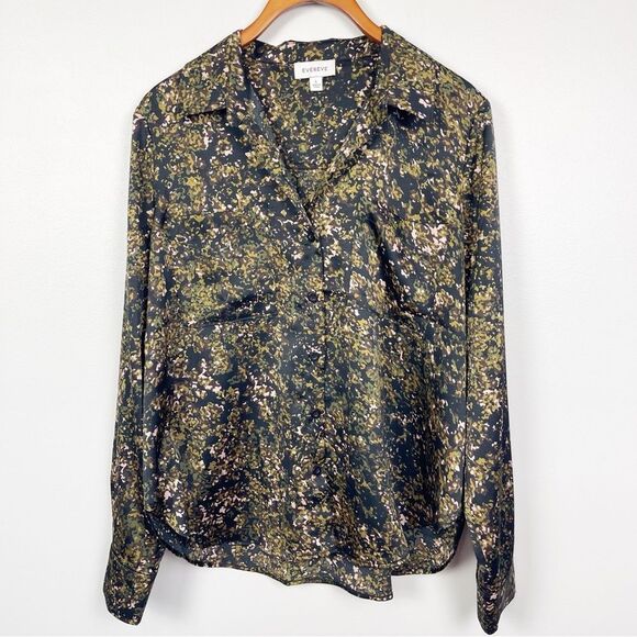 Evereve Sasha Satin Shirt Size Large - Picture 2 of 6
